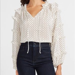 Express Metallic Dot Tiered Balloon Sleeve Top